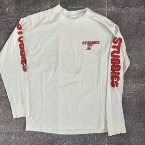 Men's Vintage 80s Stubbies Australia White Red Surf Long Sleeve T Shirt Tee Sz M